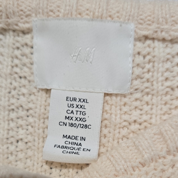 H&M Soft Cream Moss-Knit Cardigan XXL Gold Buttons Preppy Academia Cottagecore - Picture 6 of 10
